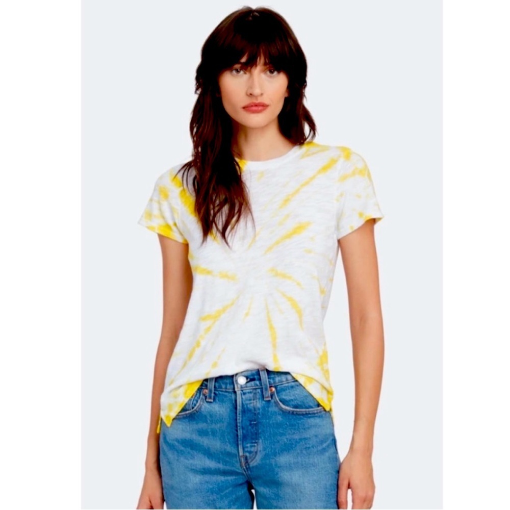 ATM Slub Jersey Schoolboy Crew Neck Tee in Canary Tie Dye.
